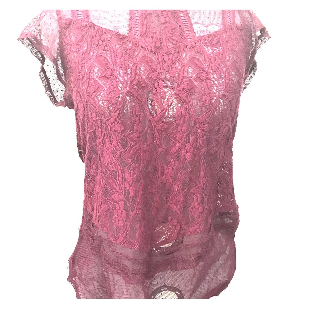Maurices lace top shirt dark maroon